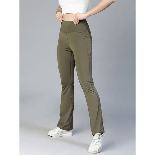 Buy Athlisis Women Olive Bootcut-Fit Quick Dry Track Pants Online