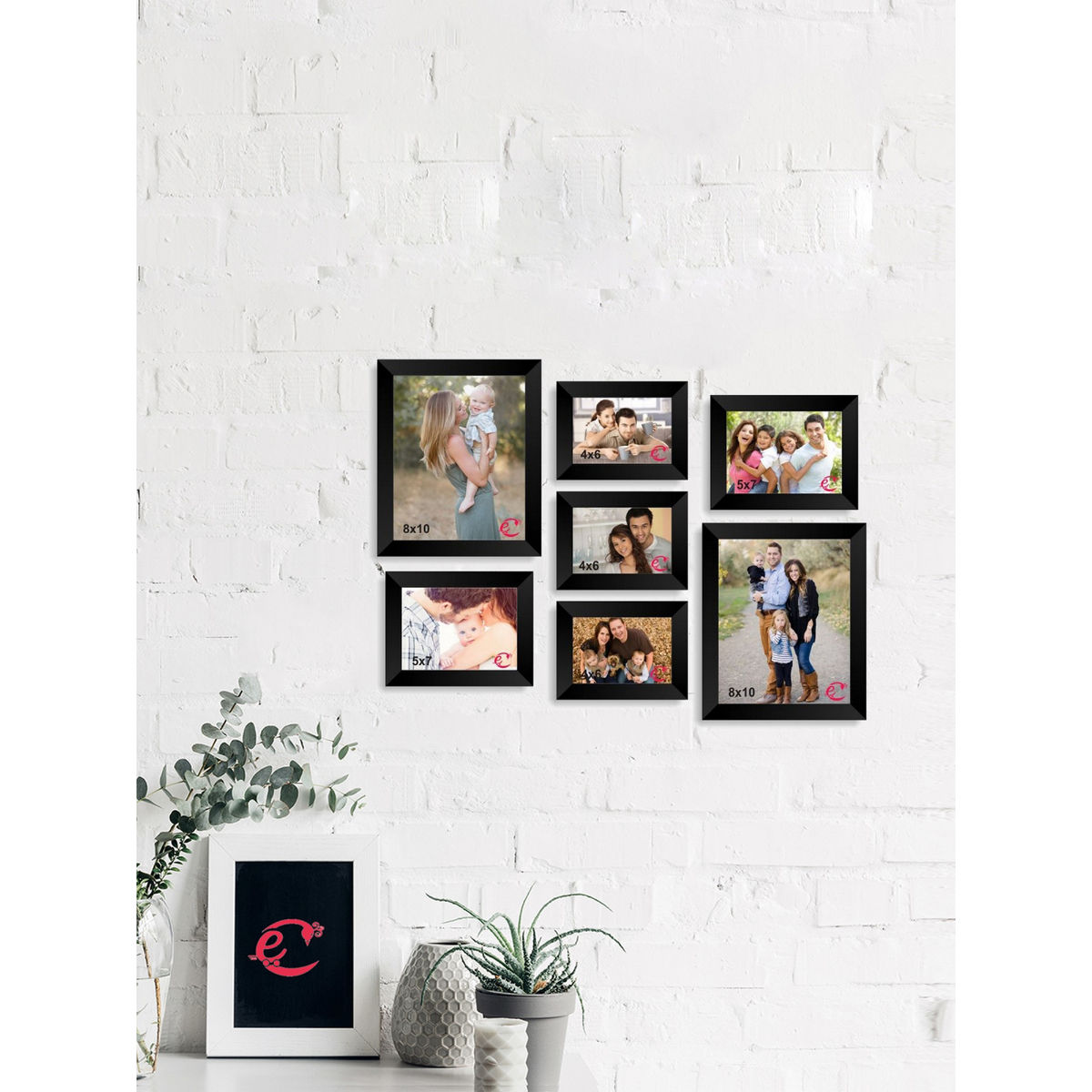 Buy eCraftIndia Memory Wall Collage Photo Frame - Set of 7 Photo Frames ...