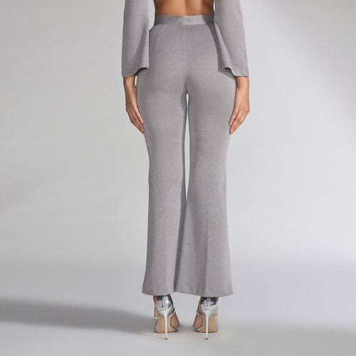 Buy RSVP by Nykaa Fashion Grey Shimmer Flared Pant Online