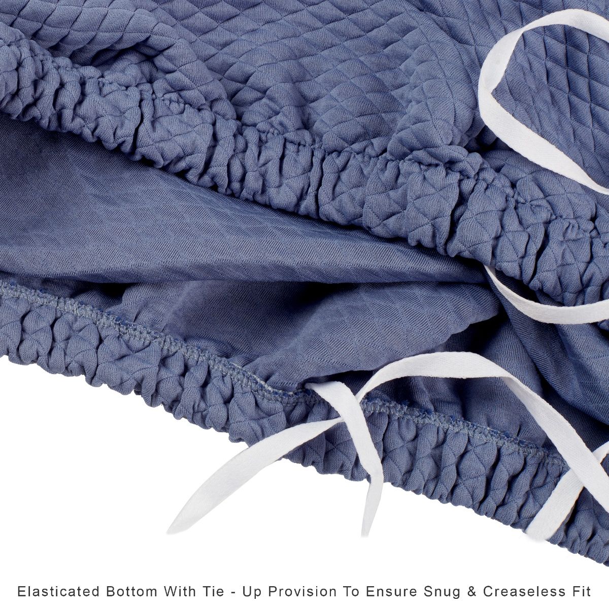 HomeTown Essentials Quilted Strechable 2 Seater Sofa Cover in Blue