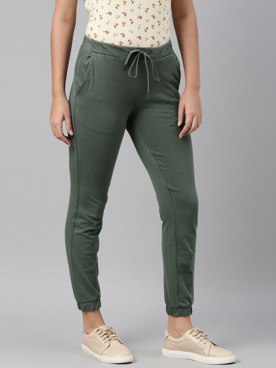 Go Colors Joggers  Buy Go Colors Women Solid Cream Mid Rise Cotton Casual  Joggers Online  Nykaa Fashion