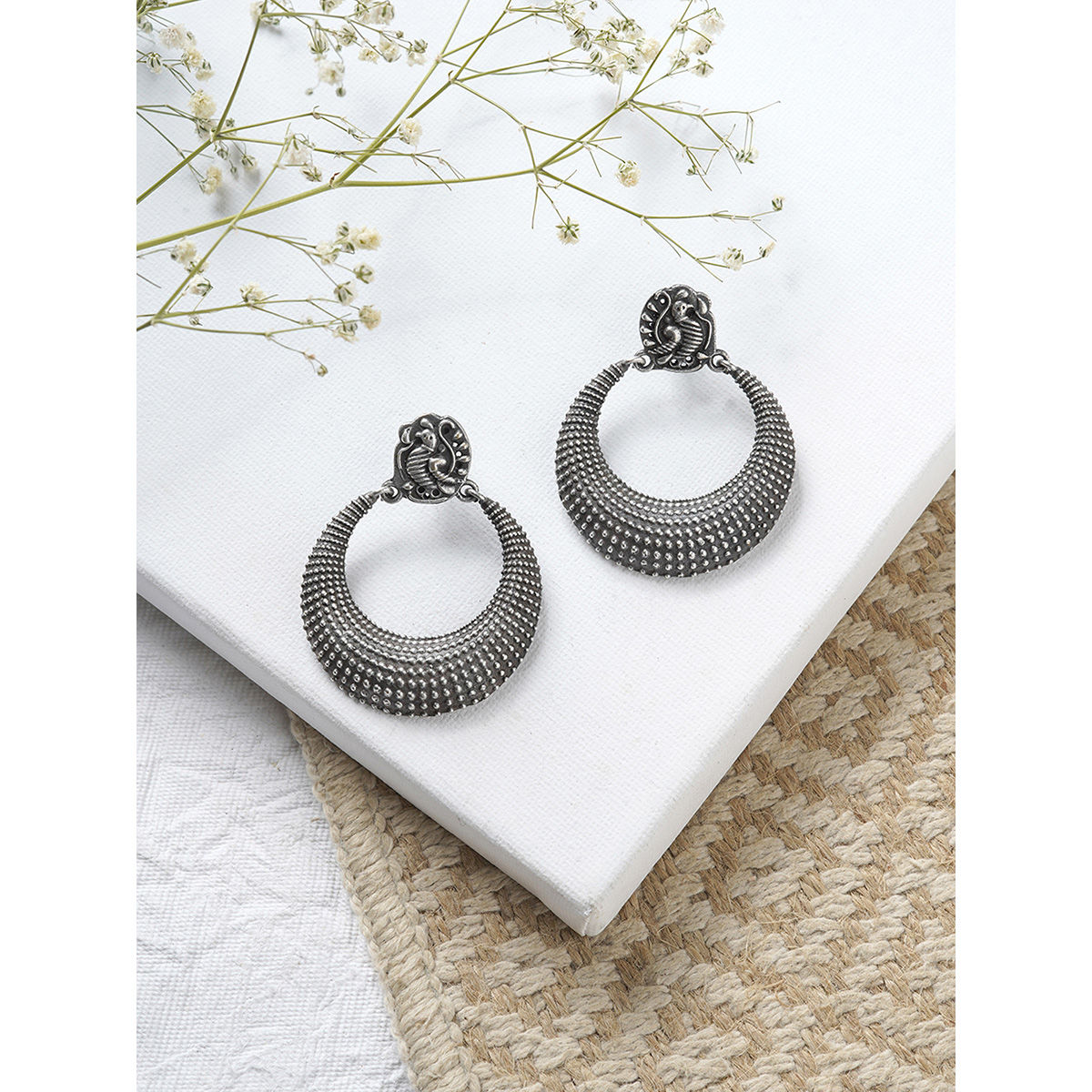 Teejh Pranali Silver Oxidised Earrings Buy Teejh Pranali Silver