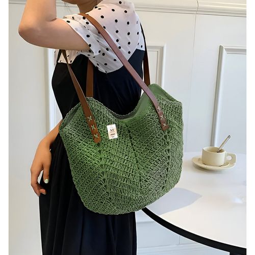 Buy NFI Essentials Green Ethnic Knitted Straw Wicker Woven Design