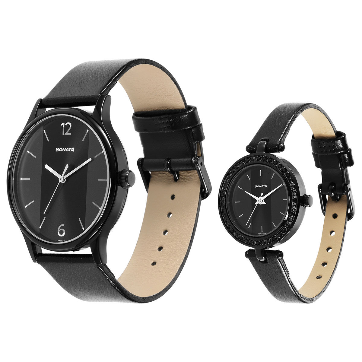 Buy Women's Sonata Women's Black Analog Leather Strap Watch | 8164NL01  Online | Centrepoint UAE