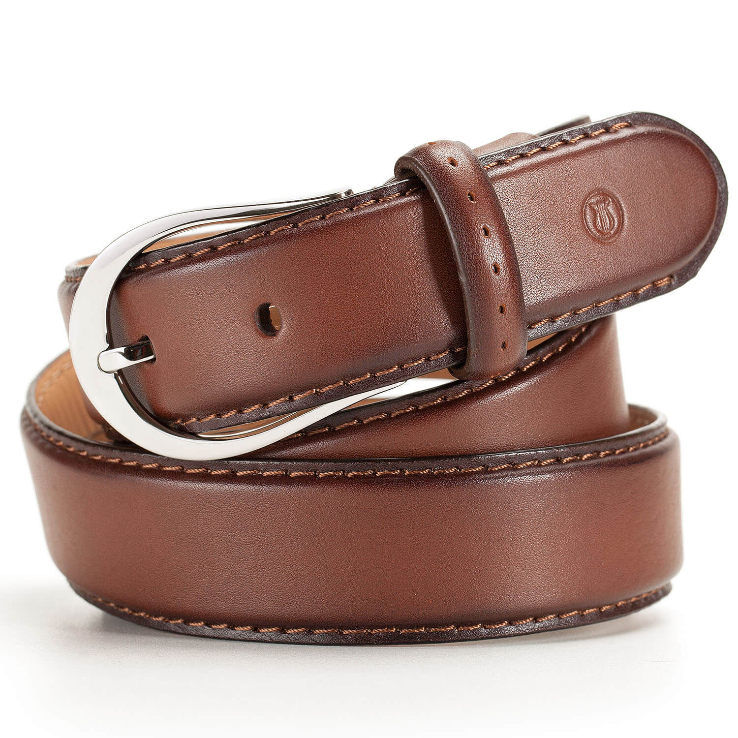 Lapis Bard Sullivan Silver 35Mm Buckle With Two Tone Leather Strap - Cognac