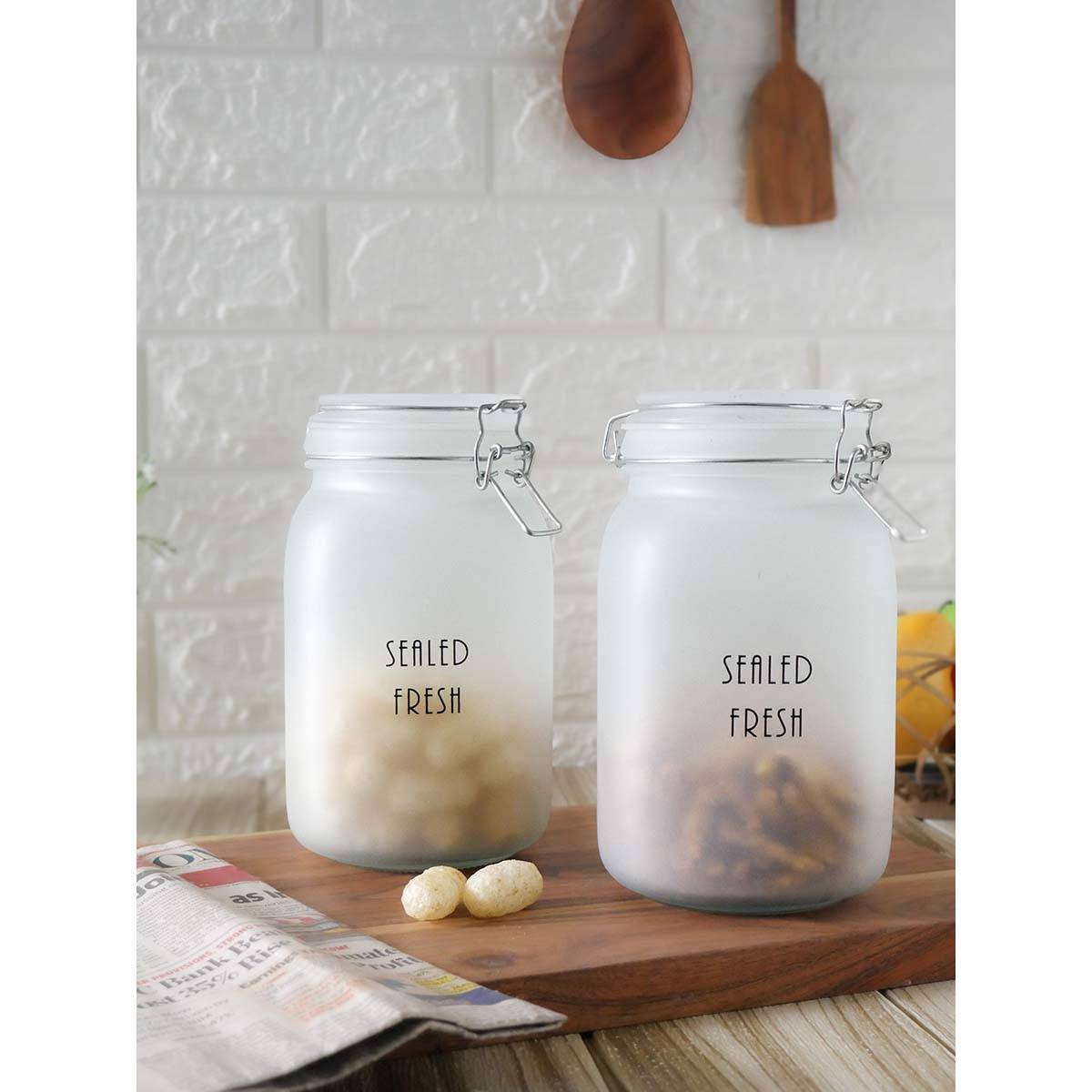 Femora Kitchen Square Jars, Airtight Steel Lid, 1500 Ml, (Pack Of 2)
