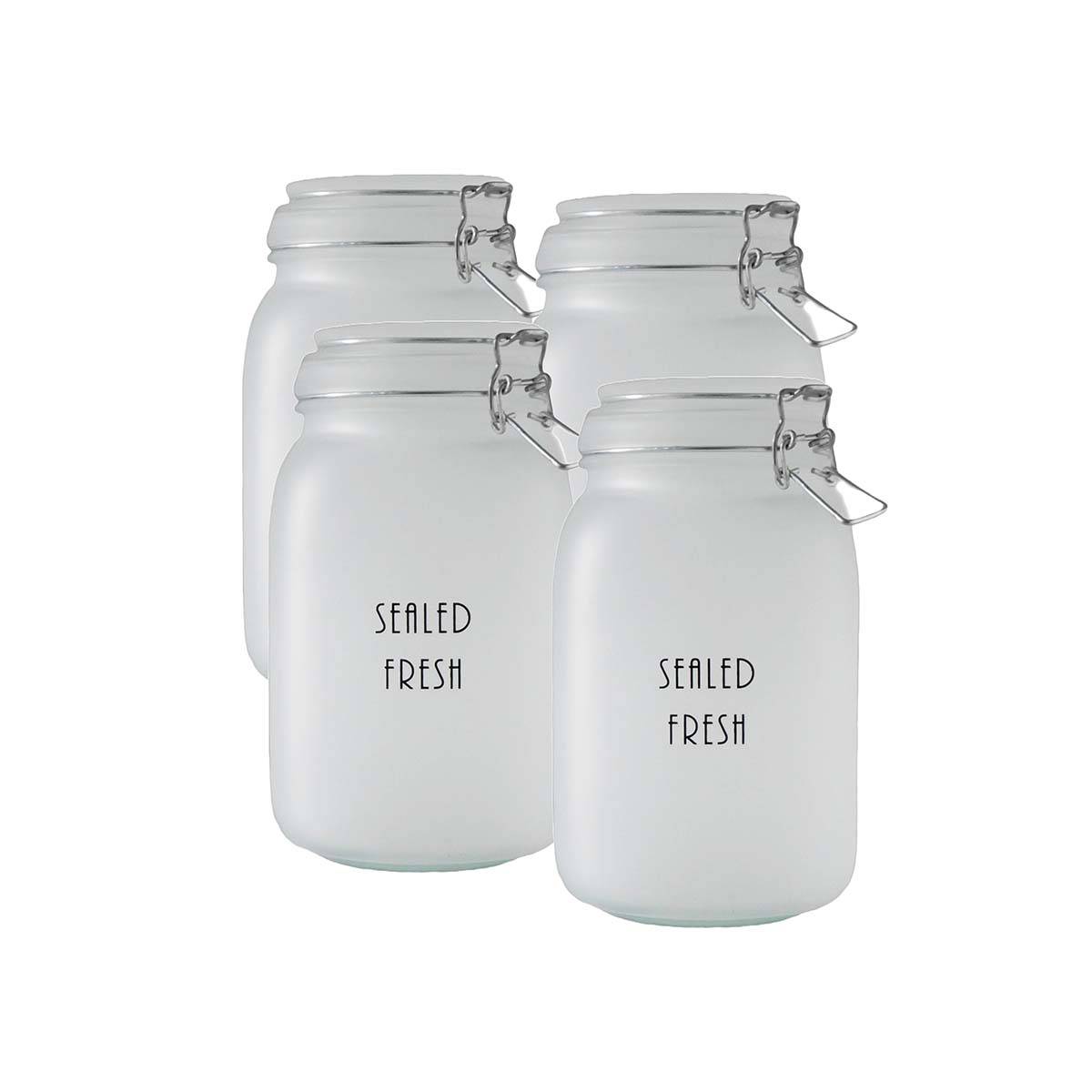 Femora Kitchen Square Jars, Airtight Steel Lid, 1500 Ml, (Pack Of 4)