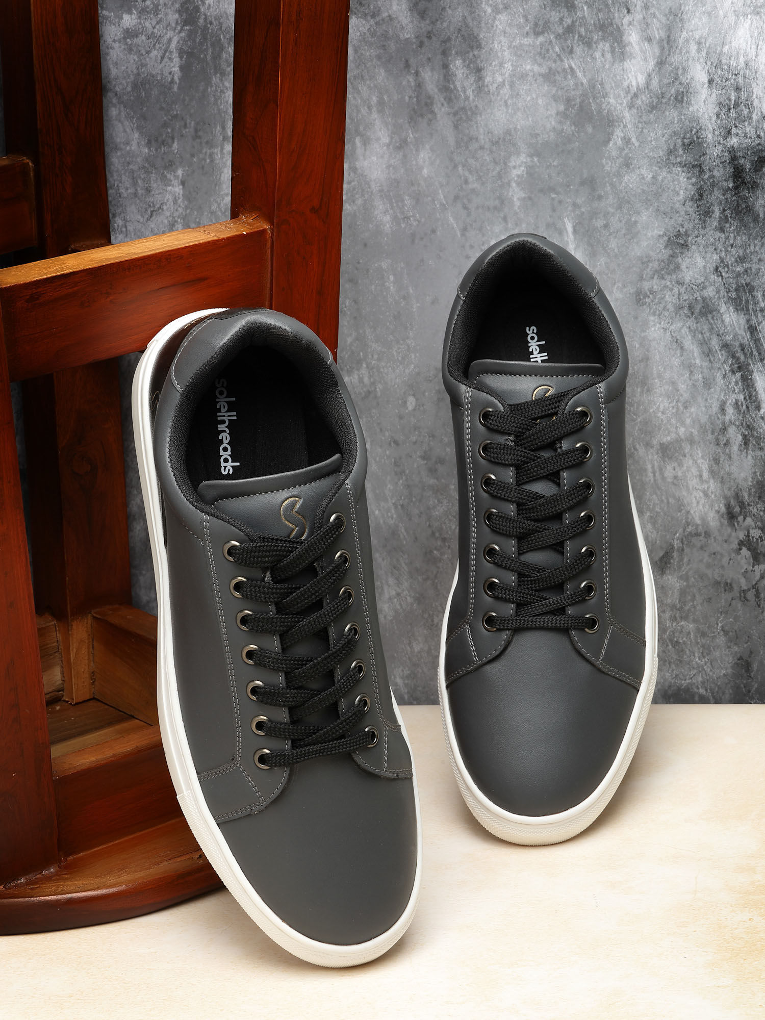 Buy SOLETHREADS Root-D Grey Solid Men Sneakers Online