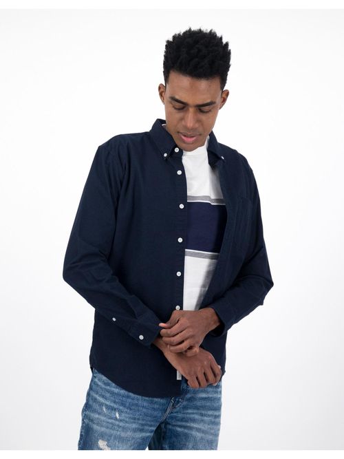 Buy American Eagle Men Solid Navy Blue Slim Fit Oxford Button-Up Shirt  Online
