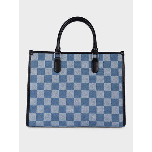 Buy MINI WEST LONDON Blue Times Square Luxury Checks Tote Bag Online