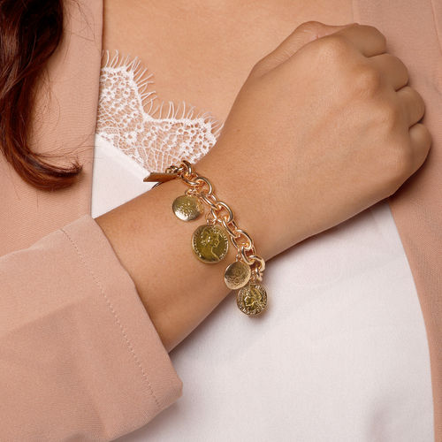 Joker Witch Margot Medallion Charm Gold Bracelet