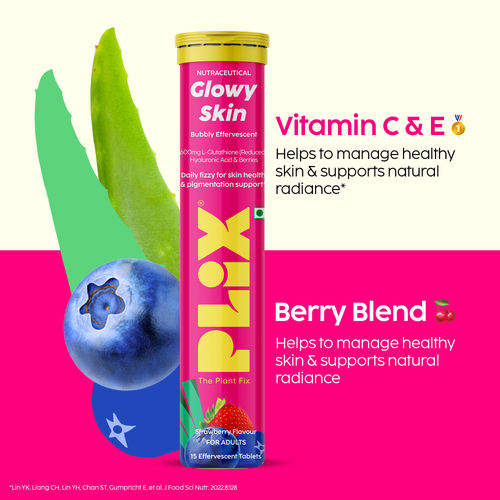 Buy Plix Glowy Skin Bubbly 600MG Glutathione Effervescent Tablets Online