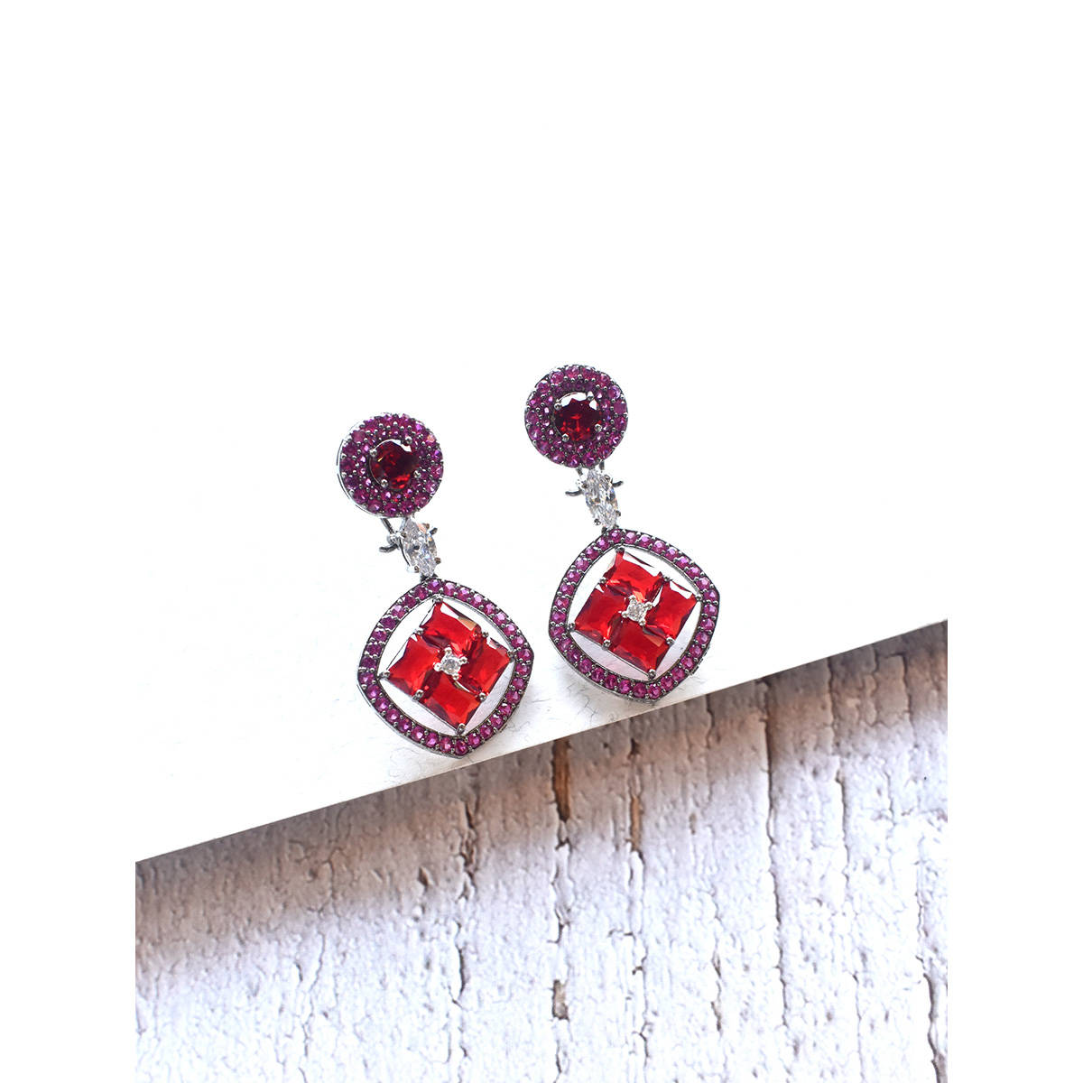 Peach Tassels Smart Red Danglers