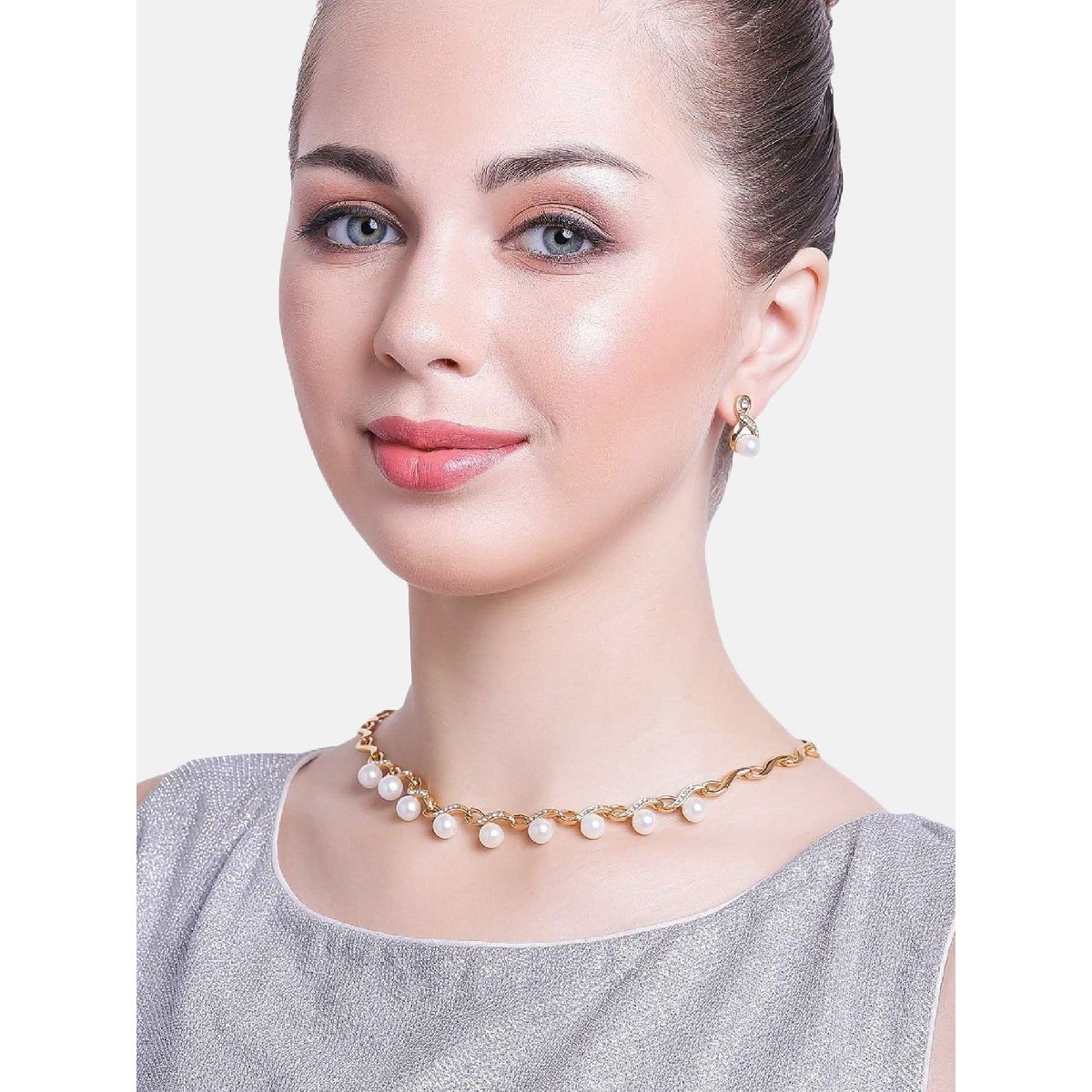 Buy Estele Gold Plated Elegant Jewellery Set with Pearl Drop for Women ...