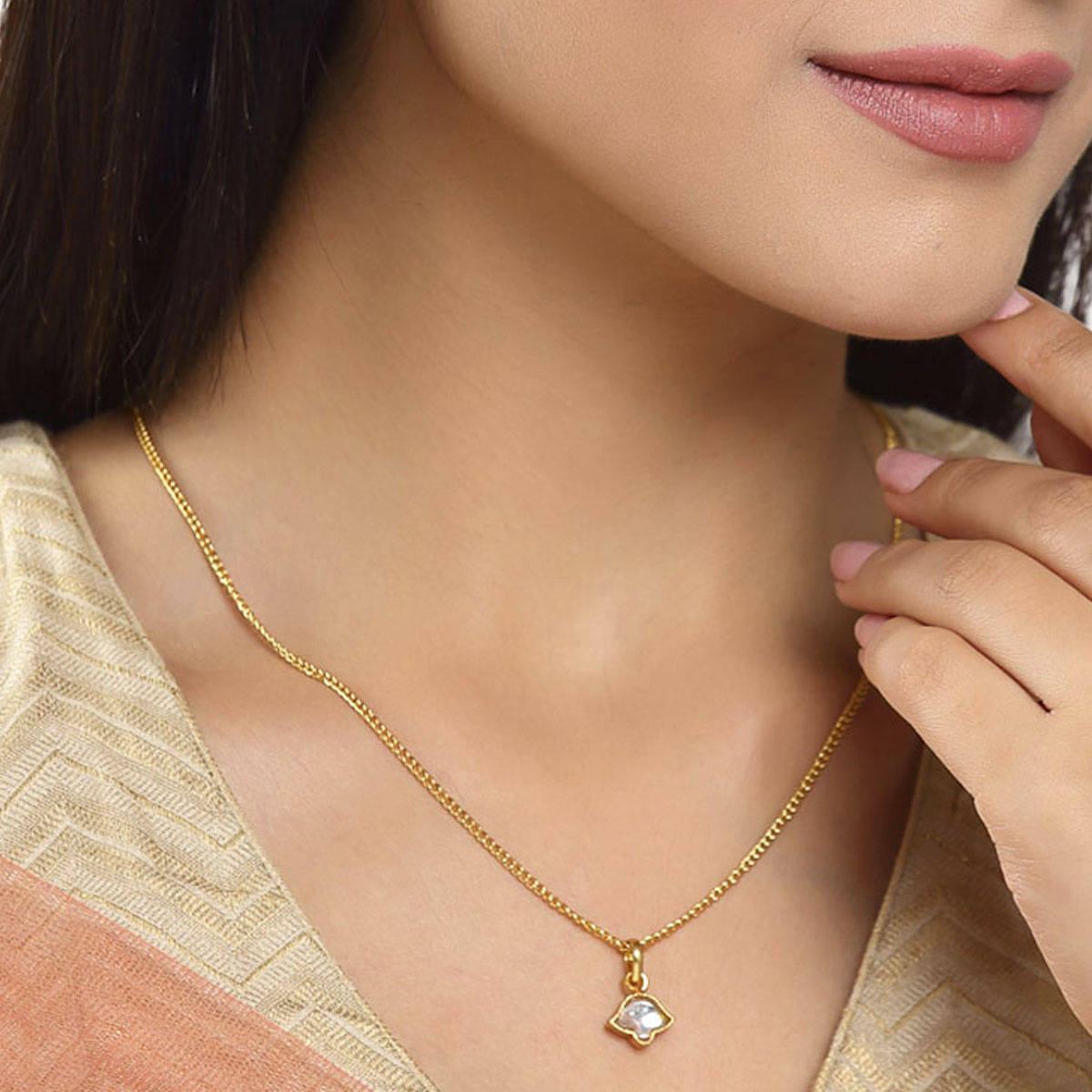 Amaltaas White Polki Lotus Necklace