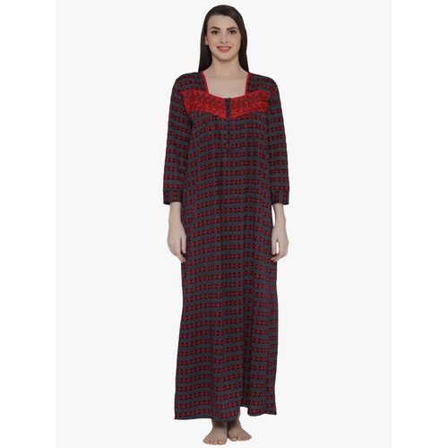 Buy Woollen Printed Full Sleeves Night Dress In Red Online India, Best  Prices, COD - Clovia - NSW968P04