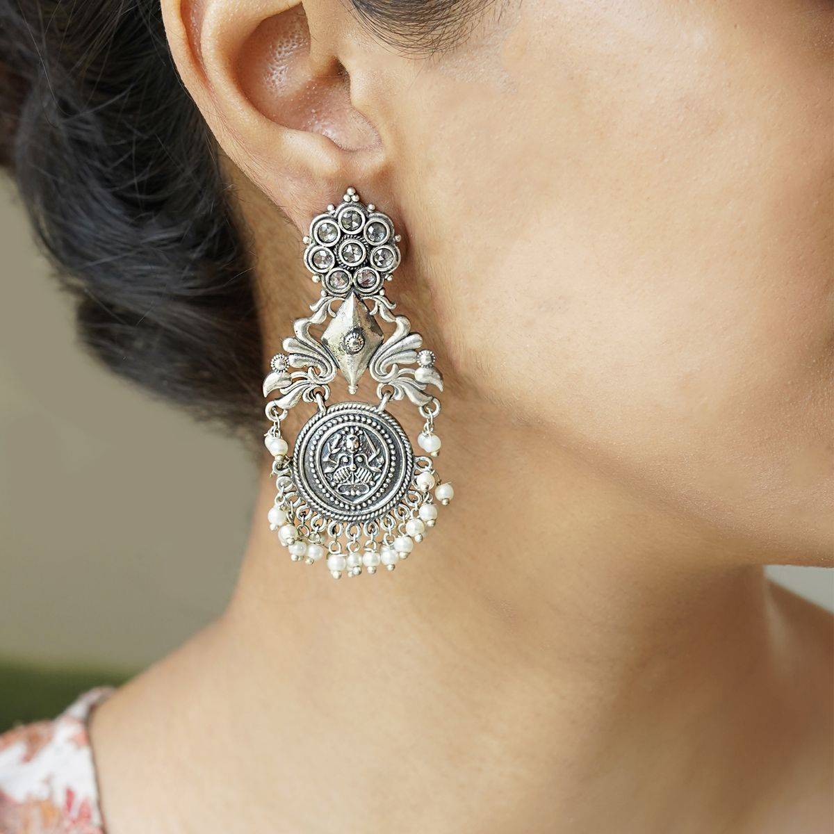 Teejh Leela Silver Oxidised Earrings for Women