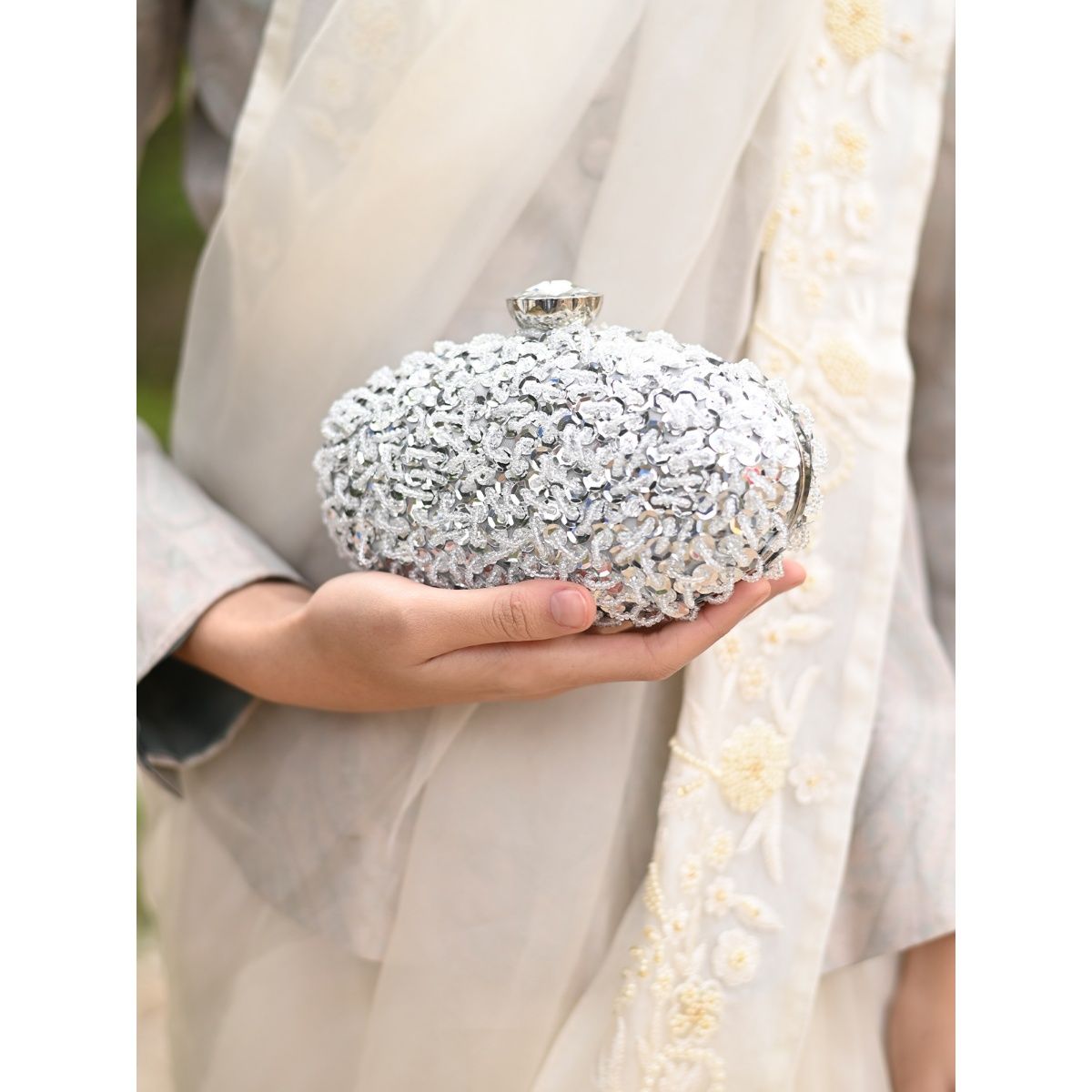 Gray luxury clutch bag for wedding day