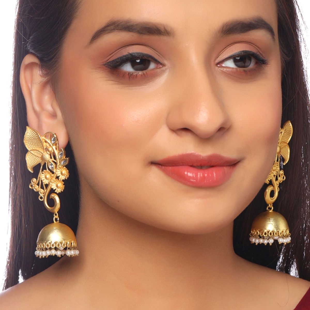Statement Earrings with Emeralds in Gold Plated Silver ER 528