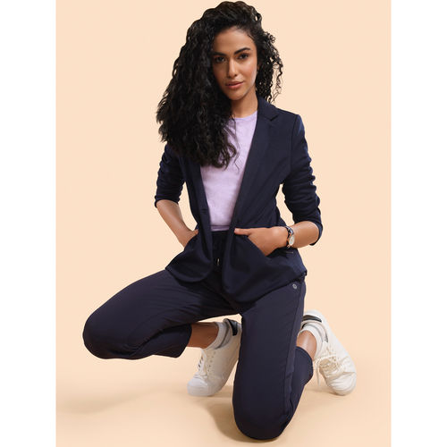 Buy Enamor Button Closure Full Sleeve Hip Length Sports Blazer For