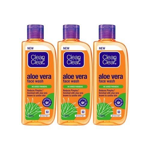 Buy Clean & Clear Aloe Vera Face Wash Gentle Hydrating Cleanser for Oily  Skin & Acne - Pack of 3 Online