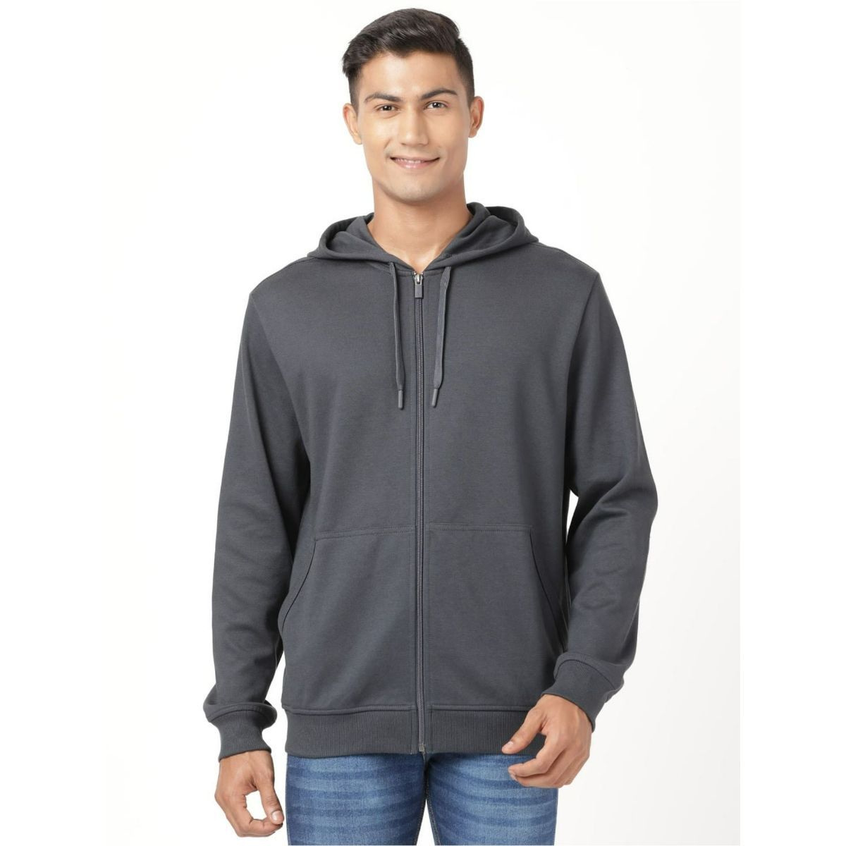 Jockey Am61 Mens Cotton Rich Pique Solid Hoodie Jacket with Ribbed Cuffs-Grey  (L): Buy Jockey Am61 Mens Cotton Rich Pique Solid Hoodie Jacket with Ribbed  Cuffs-Grey (L) Online at Best Price in