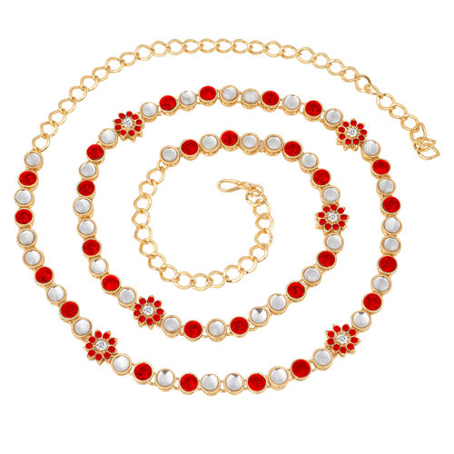 Peora Traditional Jewellery 18K Gold Plated Kundan Waist Belt Kamarband  Belly Chain (PF37BCHB003R)