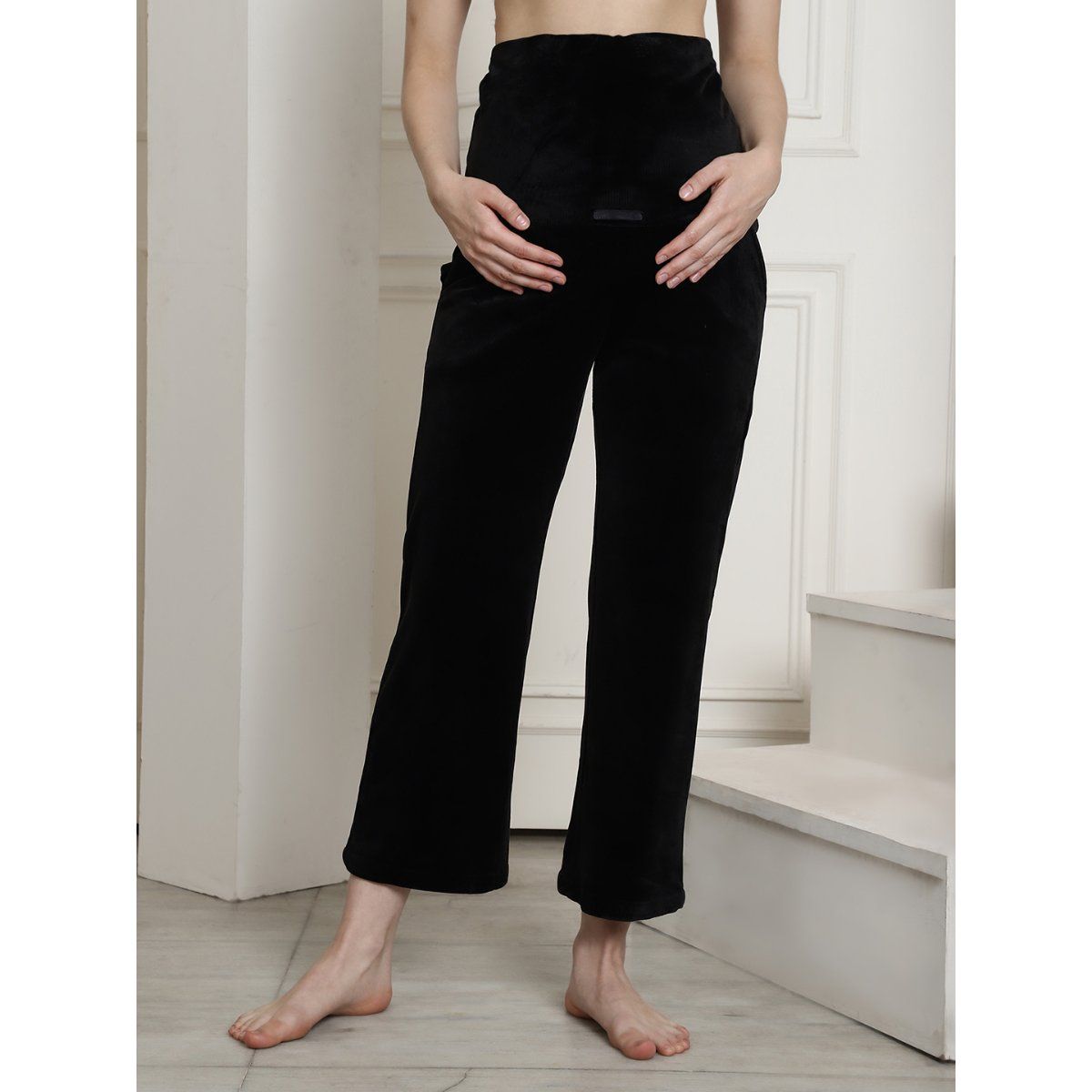 Black velvet lounge pants cheap