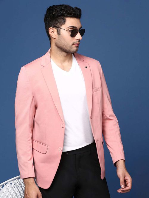 SHOWOFF Mens Pink Slim Fit Single Breasted Blazer