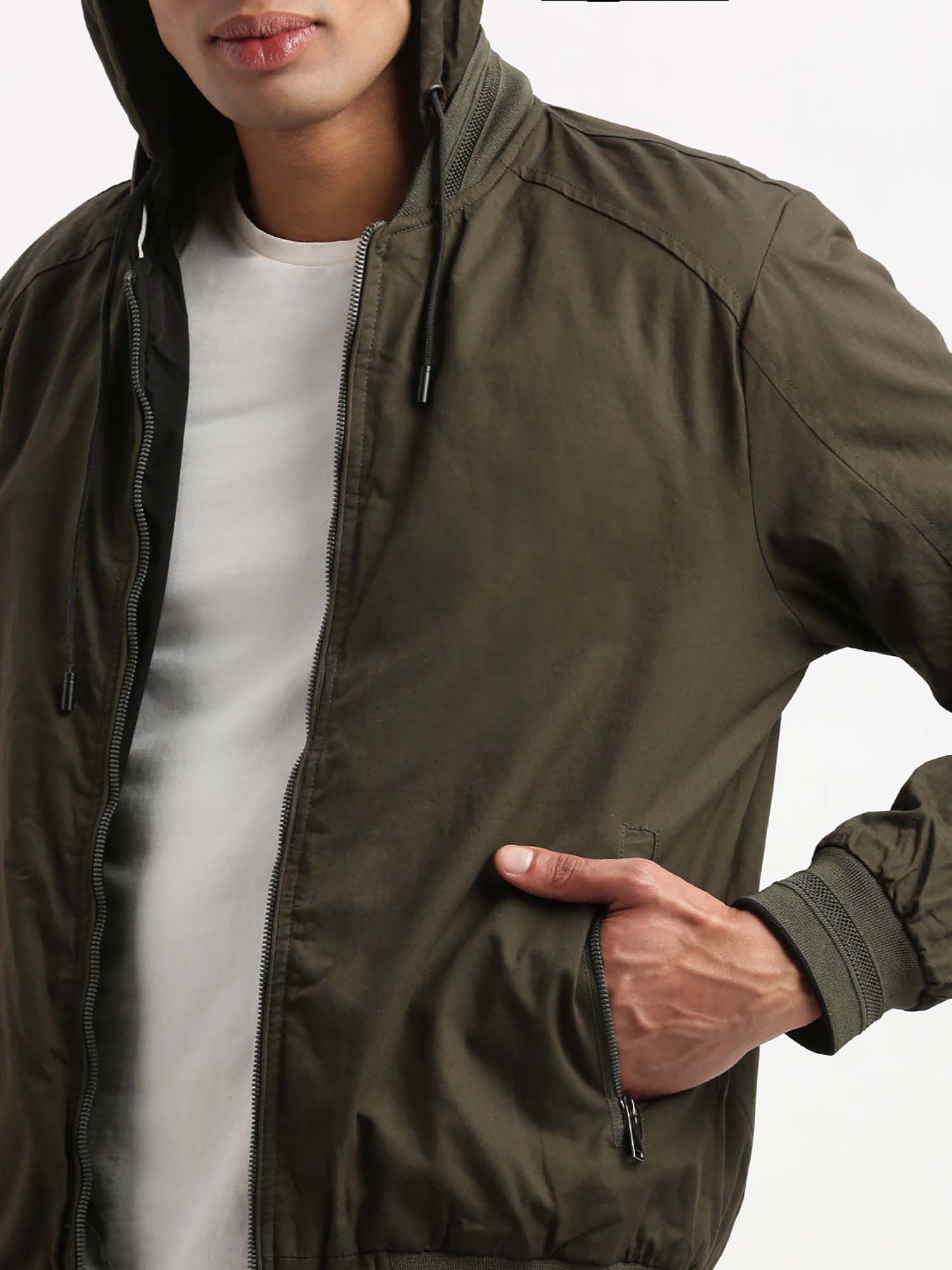 Buy SHOWOFF Mens Green Solid Reversible Bomber Jacket Comes with