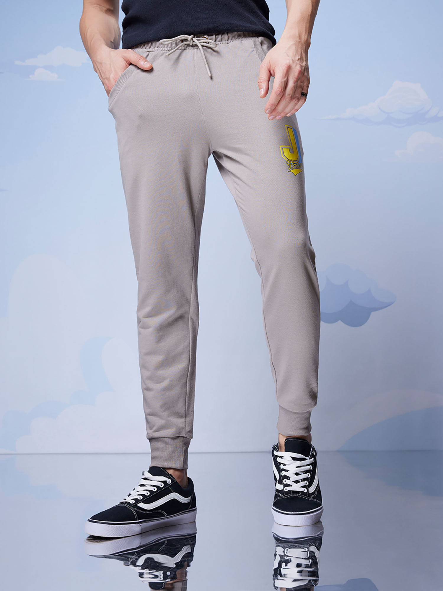Buy Bewakoof Cartoon Network Merchandise Mens Grey Johnny Biker Graphic Printed Oversized Joggers Online