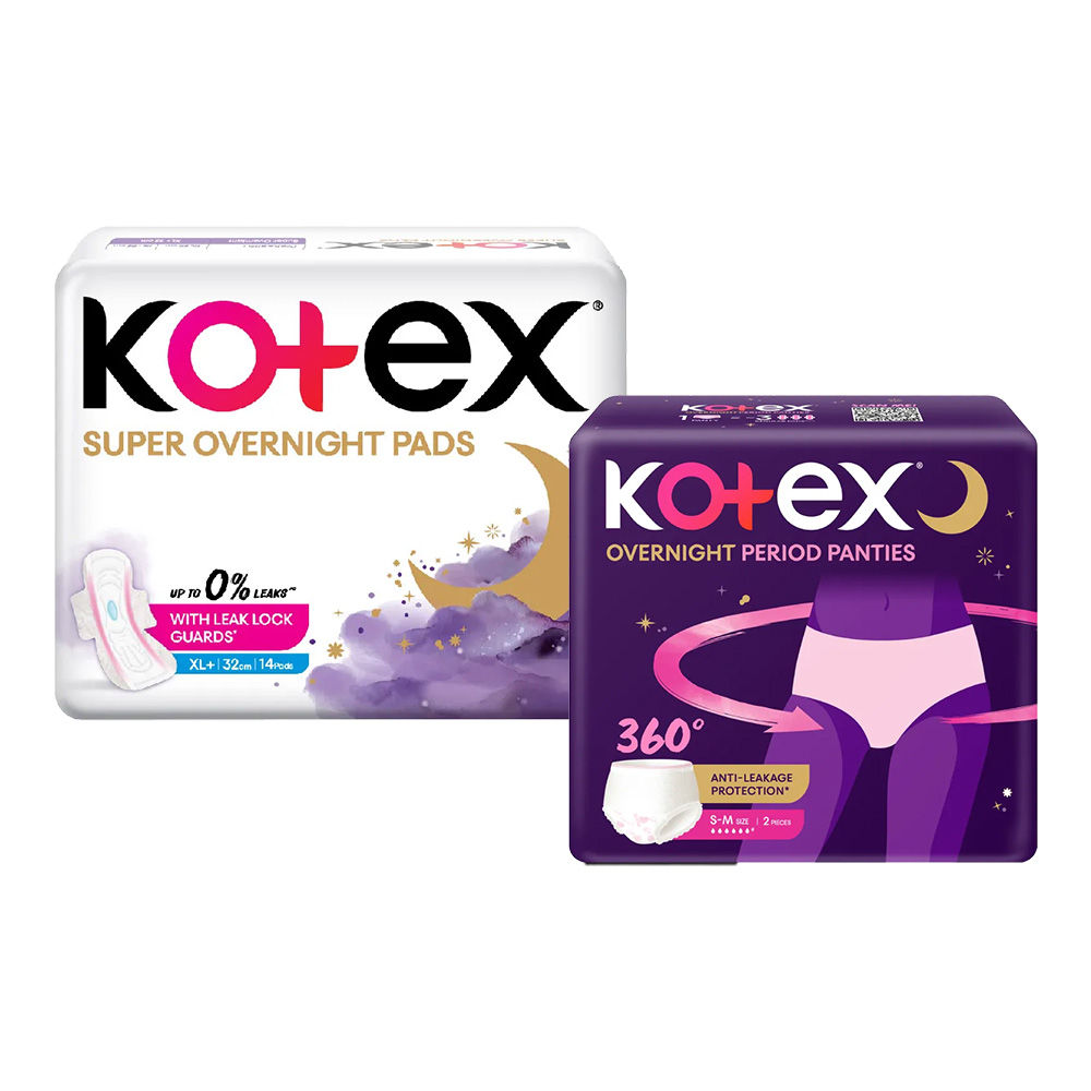 Kotex Night Combos Overnight Period Panties S/M Size 2 Pieces + Super