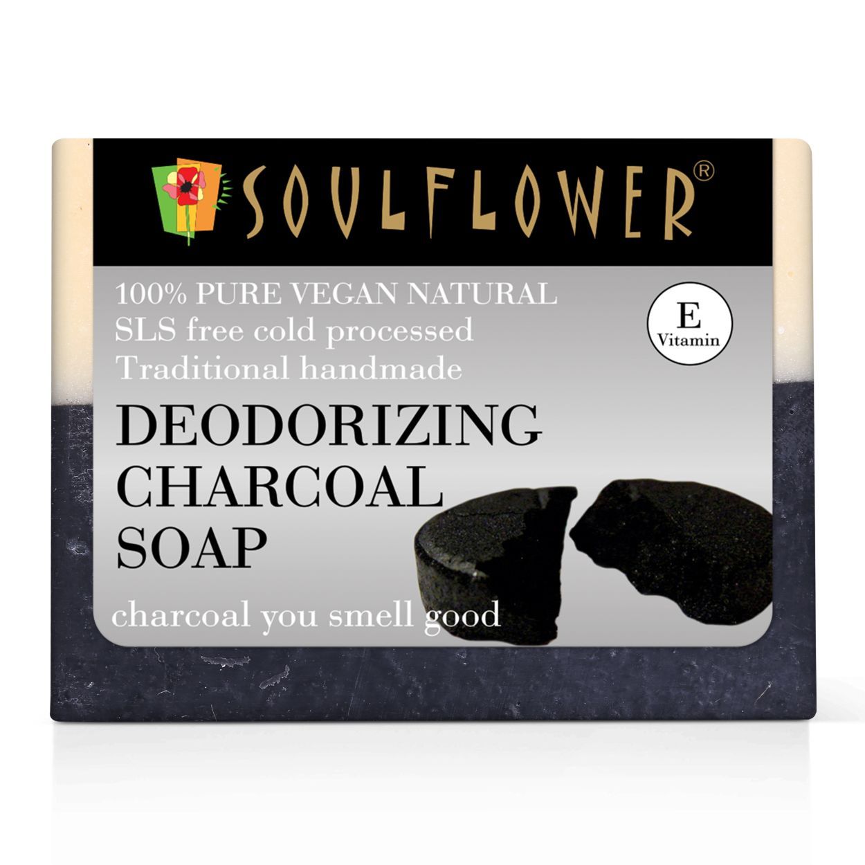 Soulflower Organic Handmade Activated Charcoal Bathing Bar Soap For Men With Tea Tree, Acne Pimples