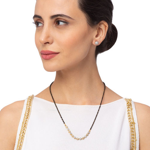 Digital Dress Room Short Mangalsutra Set With Diamond Earrings Gold Plated