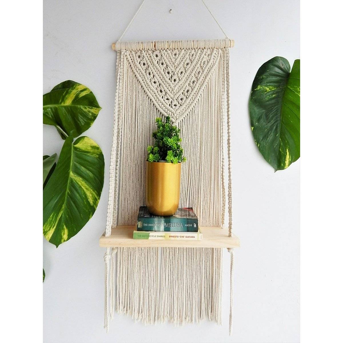 Ecofynd Single Macrame Hanging Shel