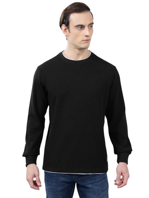 Buy Cantabil Men Black Self Design Winter Wear Sweatshirt Online