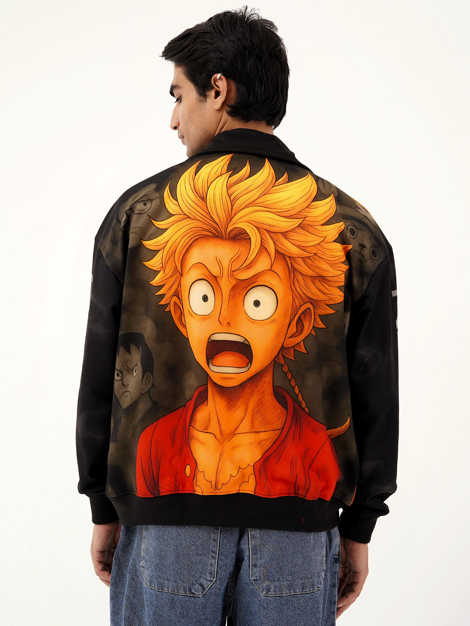 Buy CLAZZEY Black One Piece Anime Pirate King Graphic Printed Zip