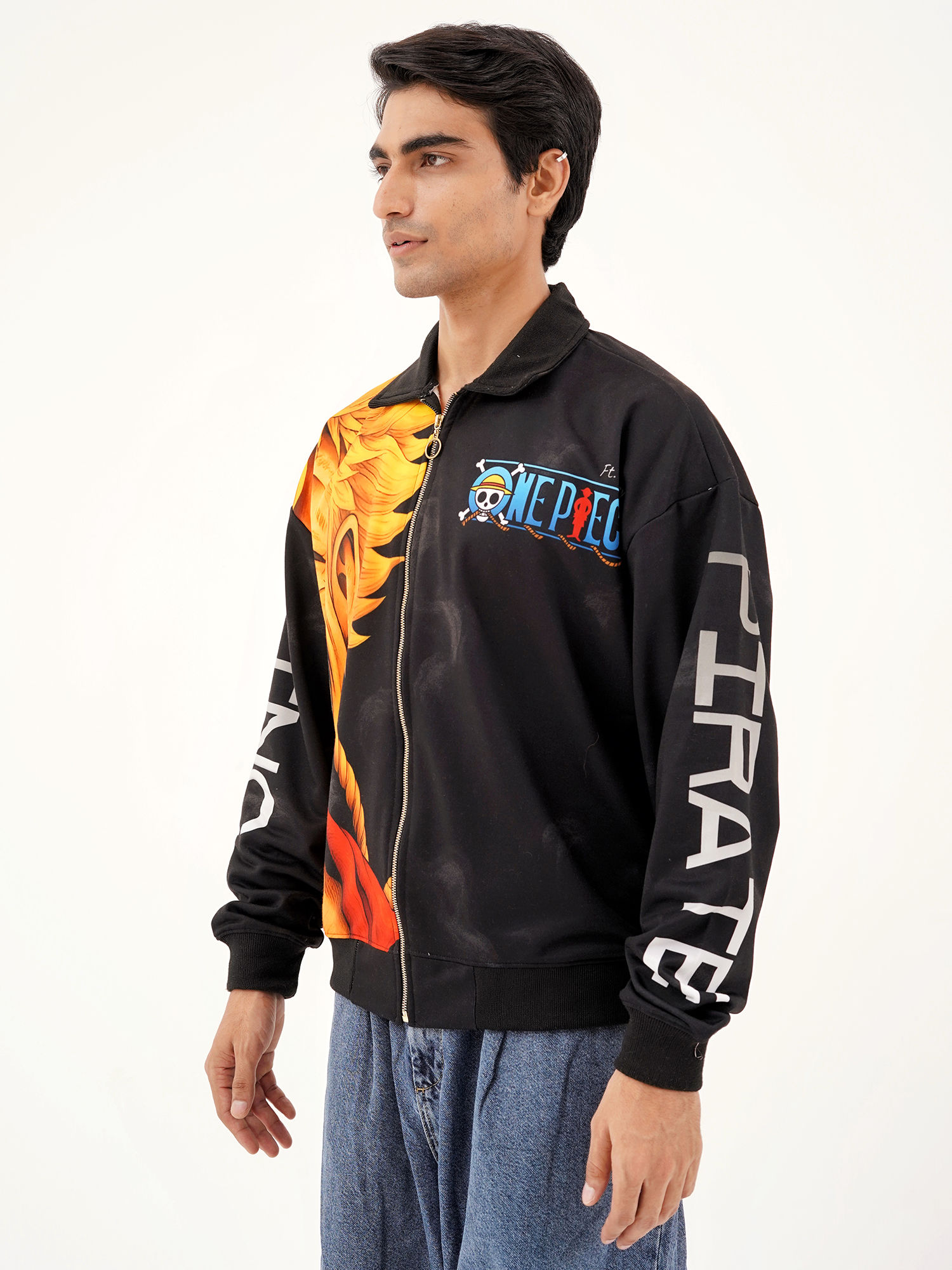 Buy CLAZZEY Black One Piece Anime Pirate King Graphic Printed Zip Buy CLAZZEY Black One Piece Anime Pirate King Graphic Printed Zip