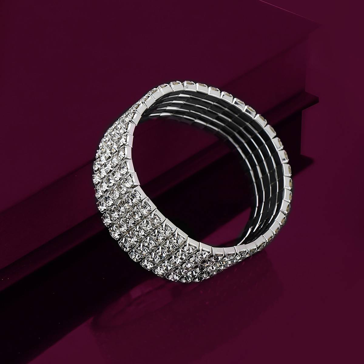 Carlton London Women Cubic Zirconia Rhodium-Plated Bracelet