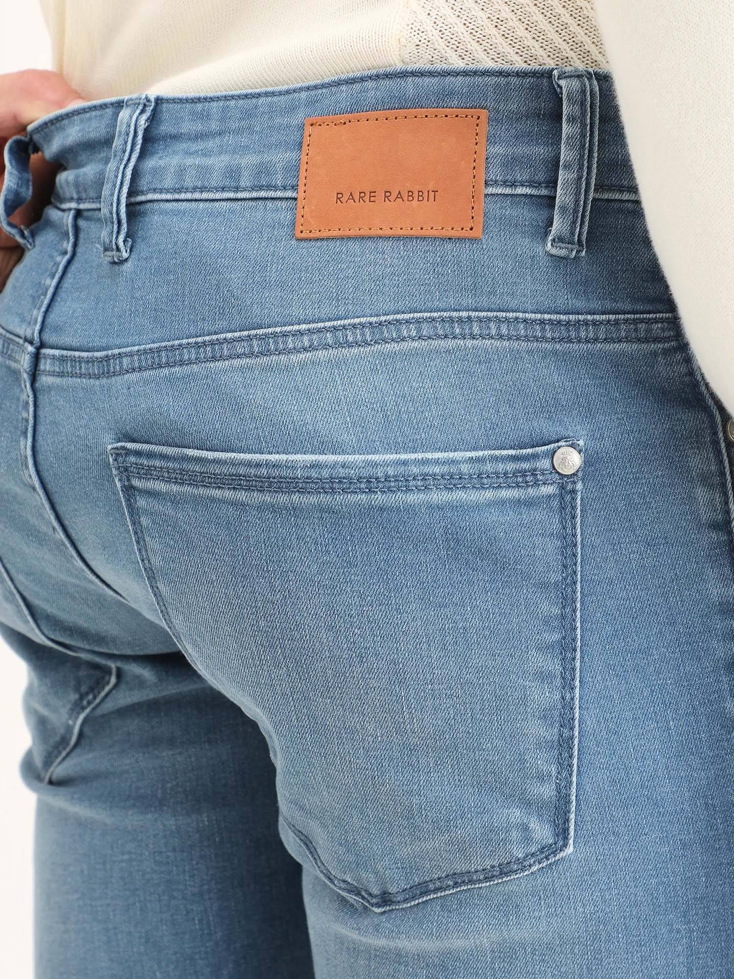 Buy Rare Rabbit Blue Solid Slim Jeans Online