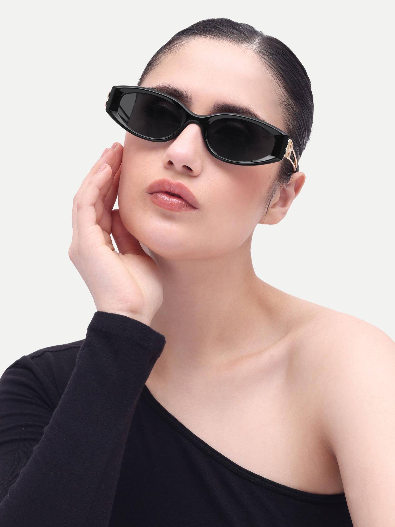 HAMILTANO WINSTON Women Black Oval Sunglasses (SKU330) (56)