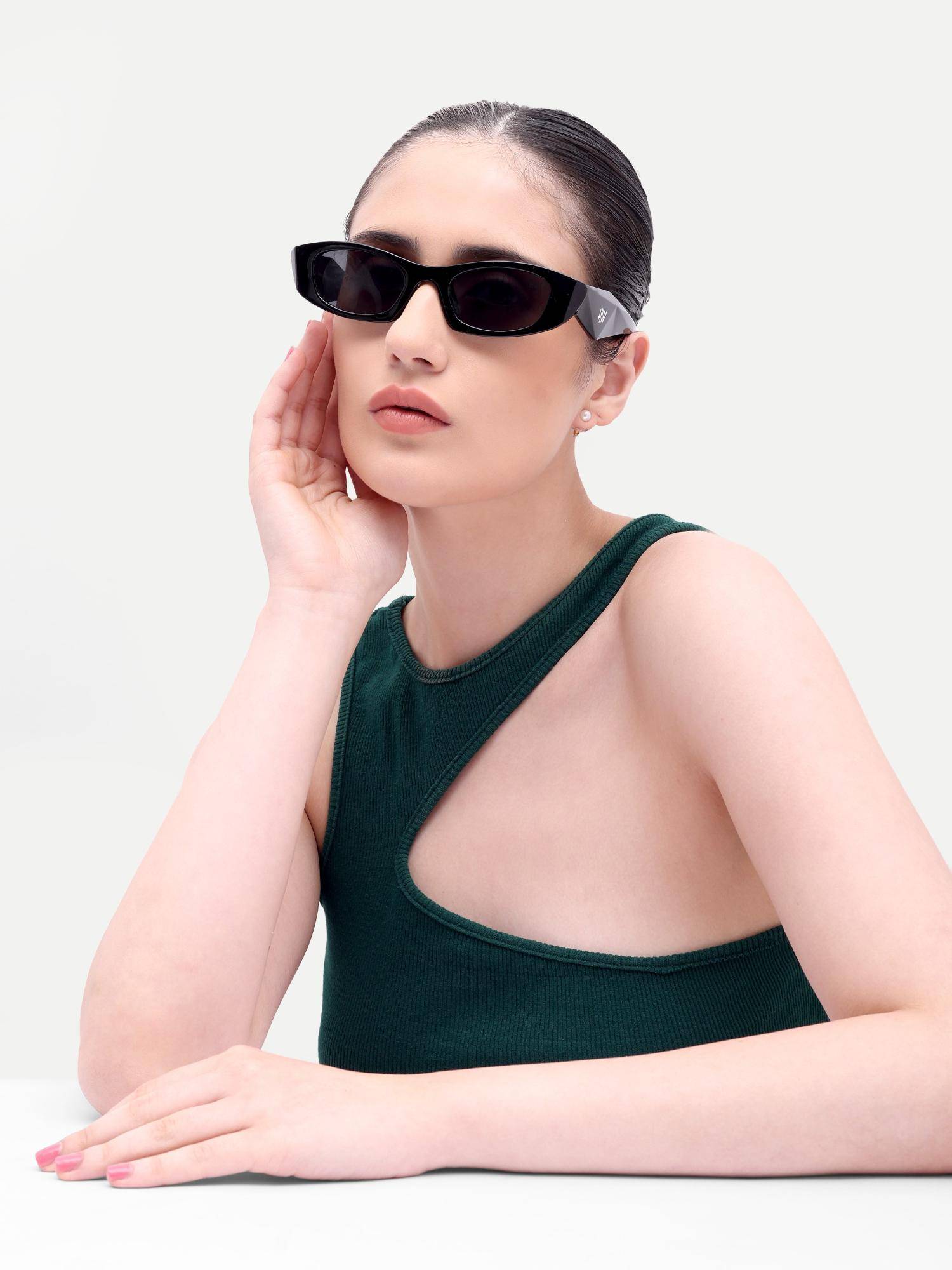 HAMILTANO WINSTON Women's Black Cat Eye UV Protected Sunglasses (SKU396) (49)