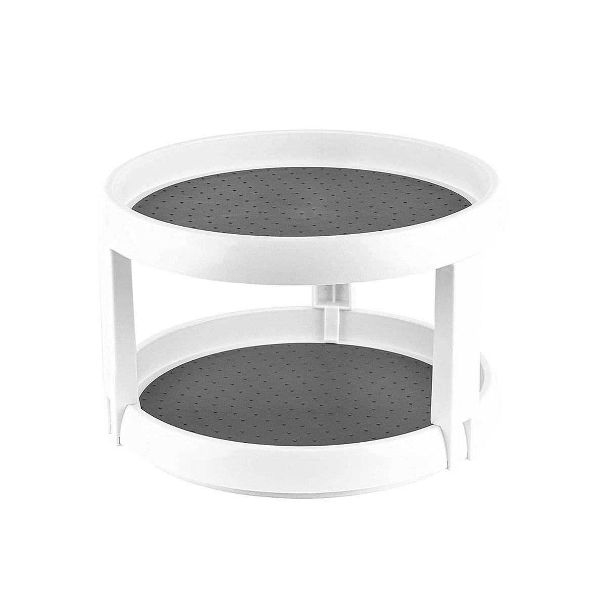 House of Quirk Table Mount Cabinet 2 Tier 360 Degree Rotating Floating Shelves Spice Rack- White