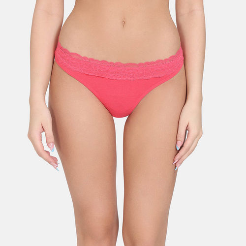 Buy Zivame Anti-Microbial Low Rise Zero Coverage Thong - Rouge Red