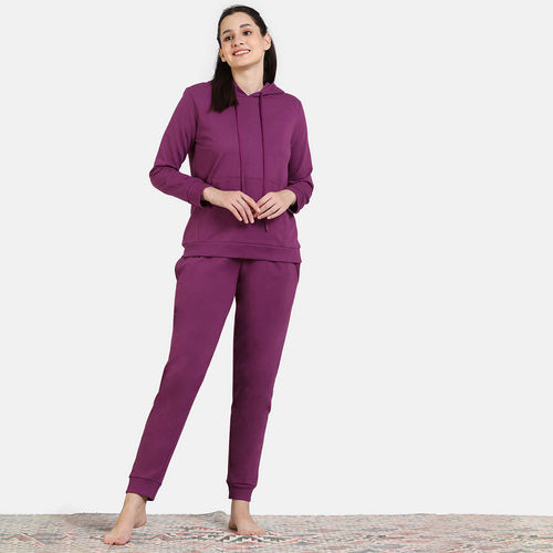Buy Zivame Soft Terry Fabric Knit Cotton Hoodie and Pyjama Dark
