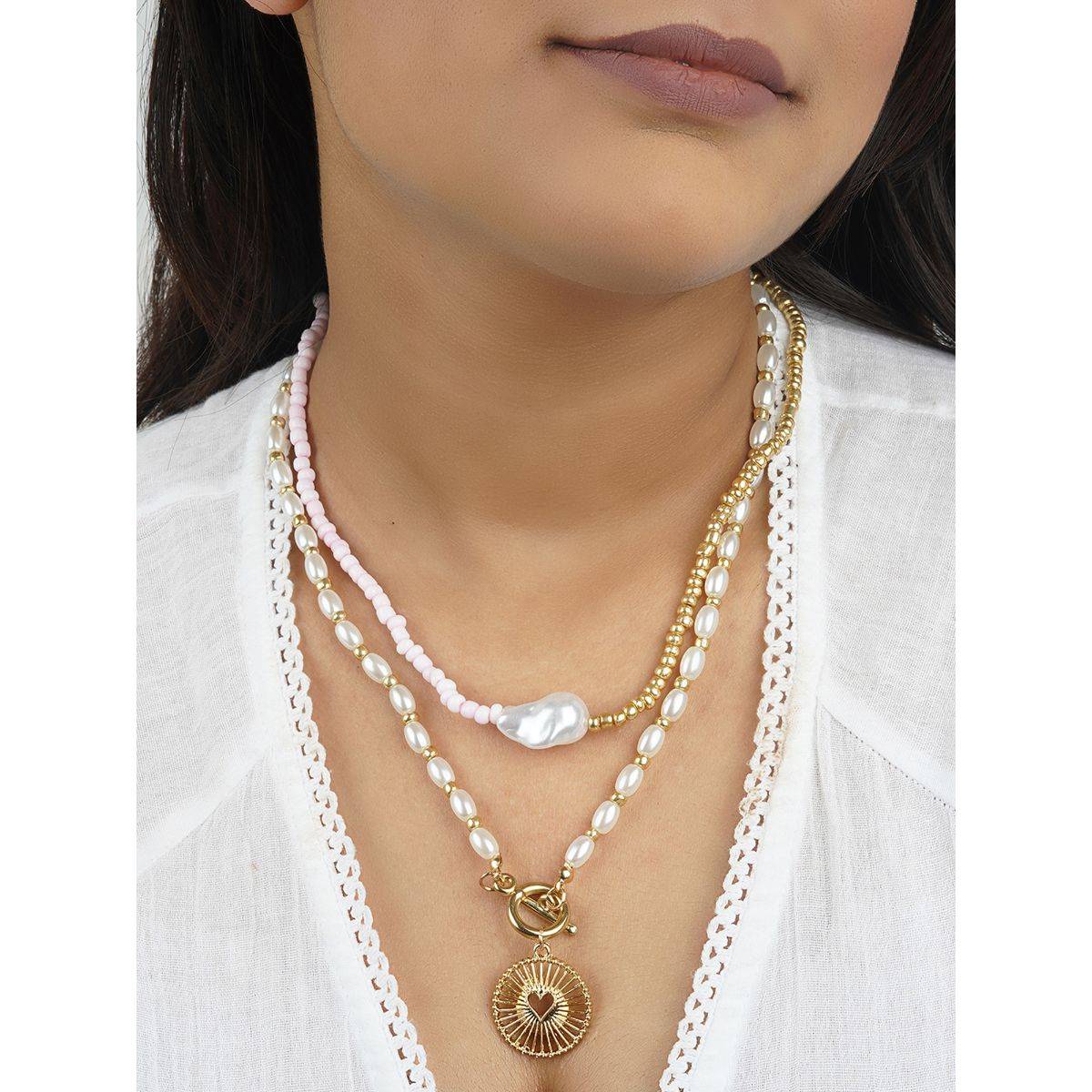 Joker & Witch Gemma Double Layered Pearl And Charm Necklace