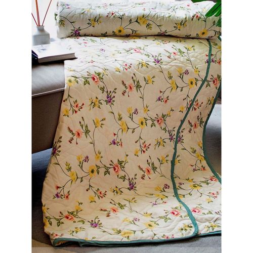 Urban Space Layer Reversible Cotton A/C Blanket (Yellow Floral 6) (Queen)