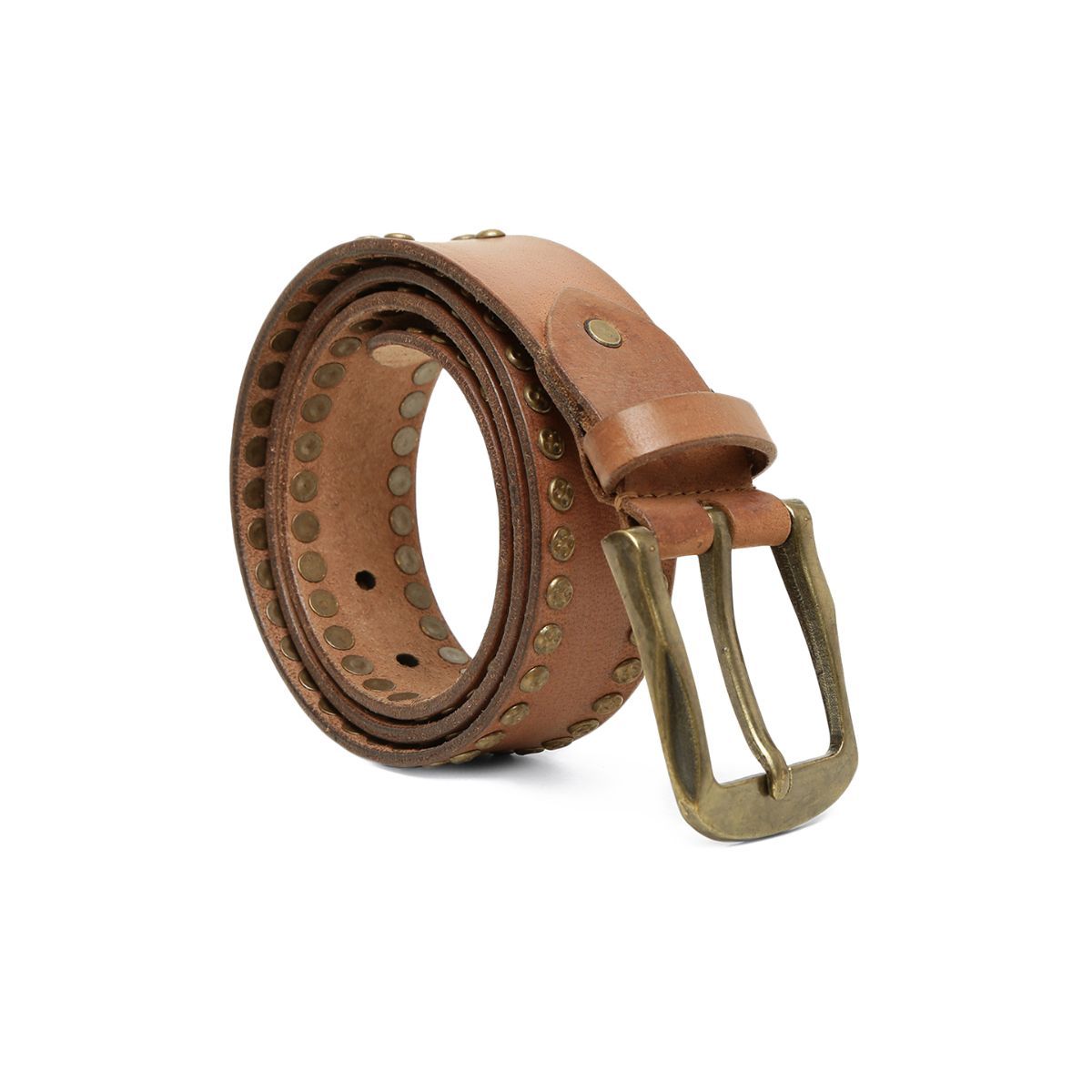 Buy ART N VINTAGE Premium Cognac Genuine Leather Studded Men's
