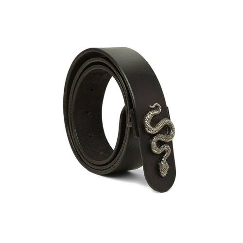 Buy ART N VINTAGE Black Plain Belt with Snake-Shaped Metal Buckle 