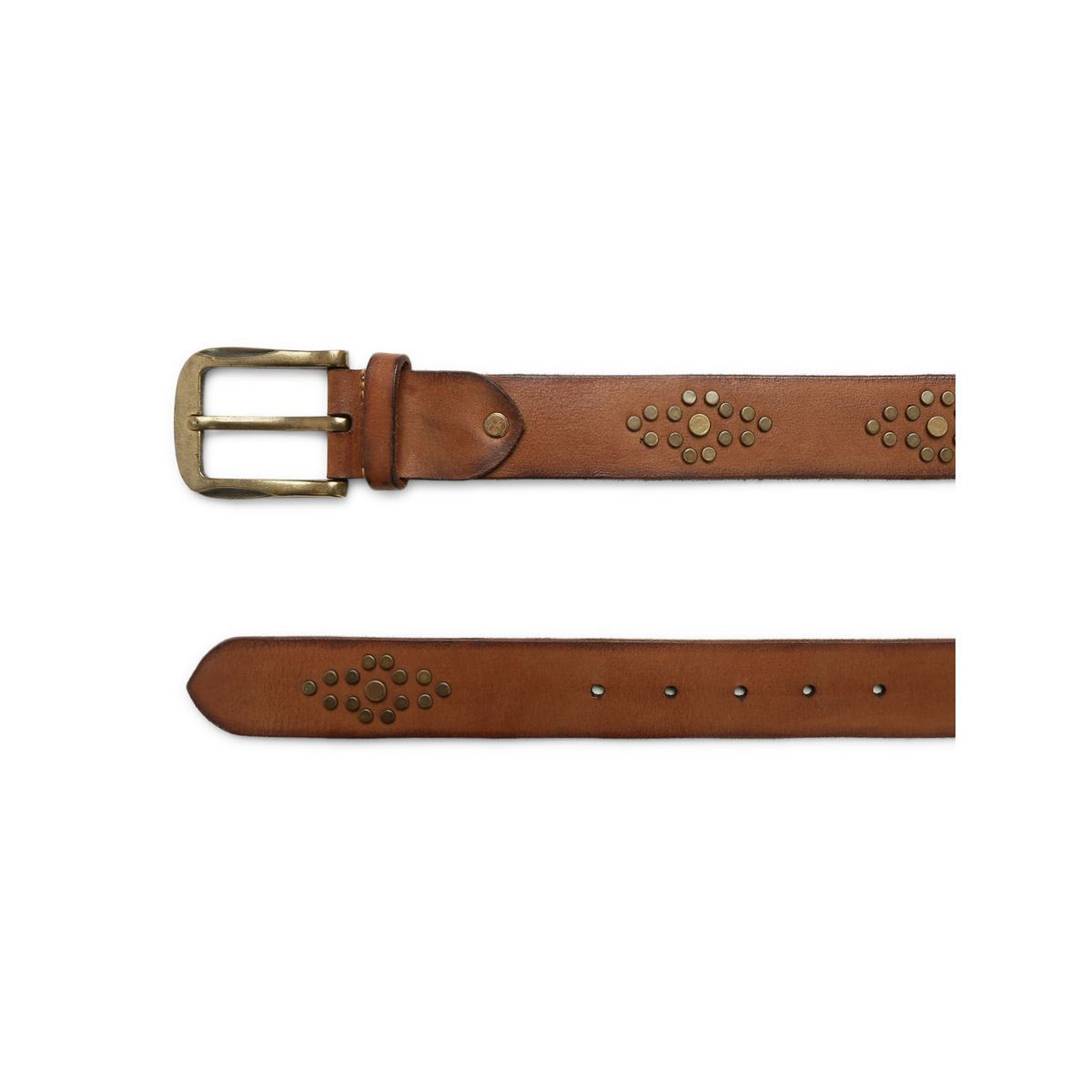 Buy ART N VINTAGE Mens Cognac Studded Leather Belt Online
